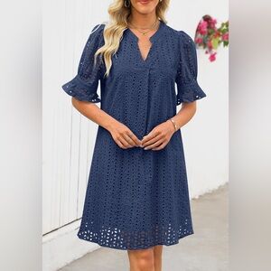 NWT Navy Blue Lace Eyelet Sun Dress